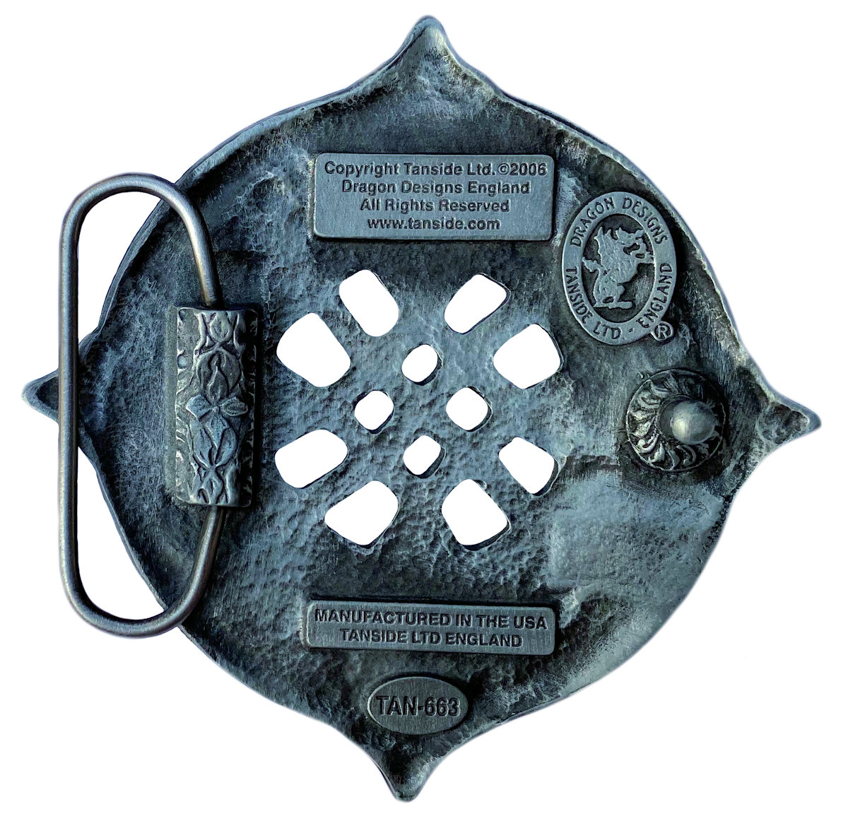 Celtic Shield  Black & White Belt Buckle